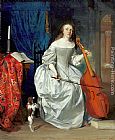 Playing Canvas Paintings - Woman Playing the Viola da Gamba
